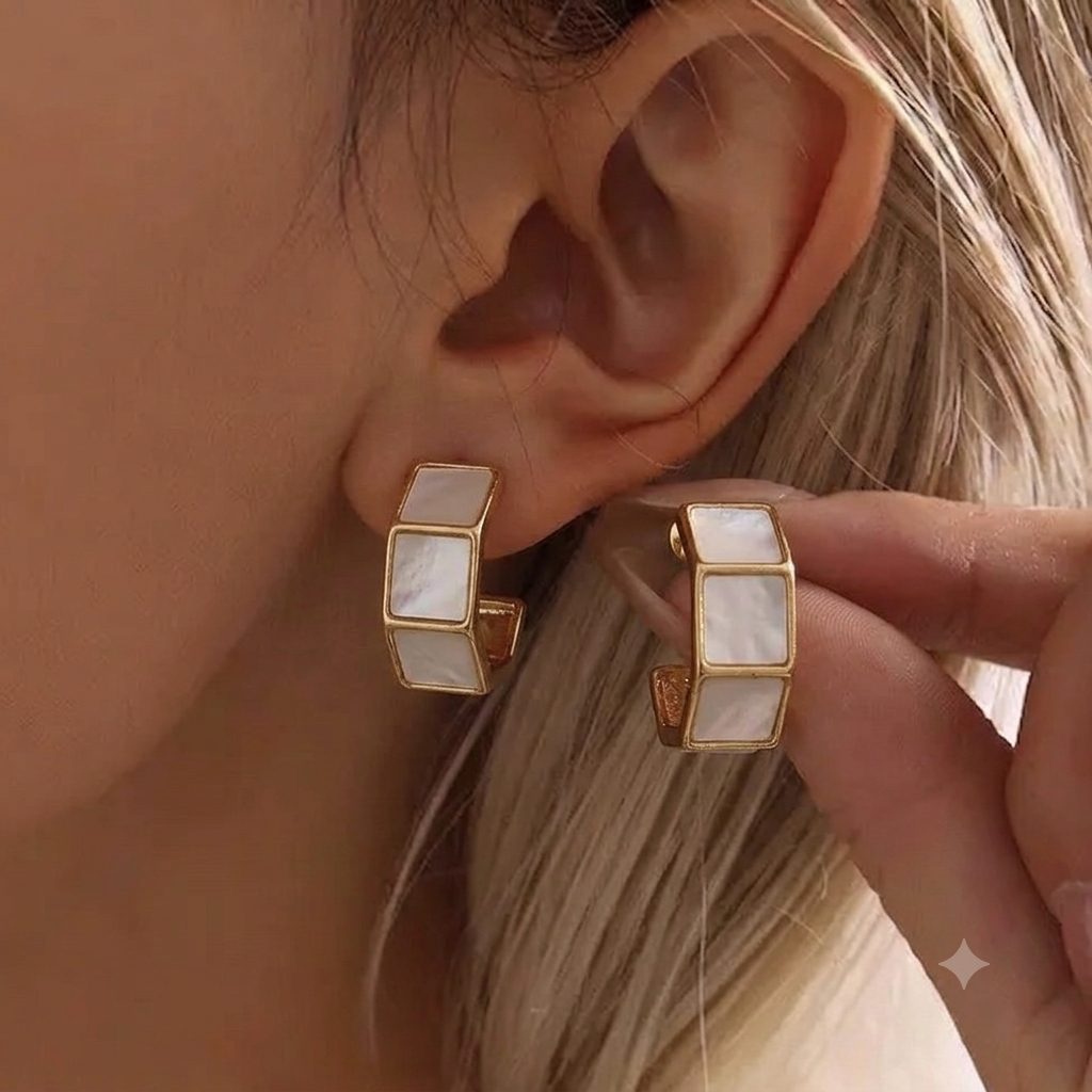 Ivory curve hoops ~ anti tarnish