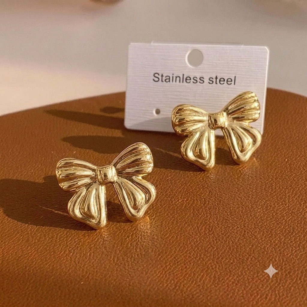 Luxe ribbon studs ~ anti tarnish